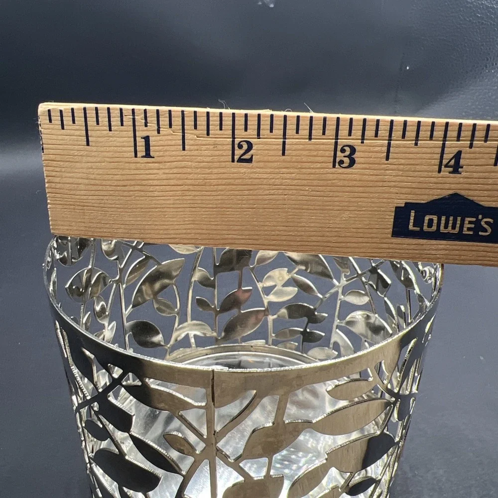 Bath & Body Works Botanical Bling Silver Vines Leaves 3-Wick Candle Holder